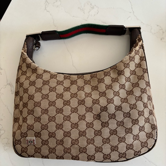 AUTHENTIC GUCCI GG Brown Monogram Canvas Bag Vintage Y2K - Picture 2 of 12